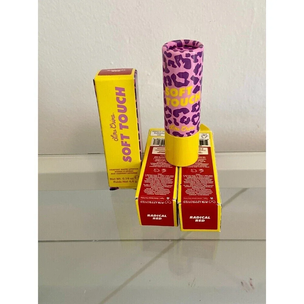 (4) Lime Crime Soft Touch Lipstick RADICAL RED Comfort Matte NIB Full Size SET